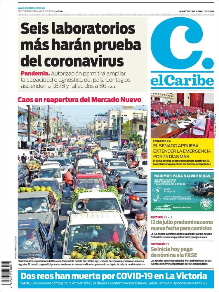 Portada de El Caribe (R. Dominicana)