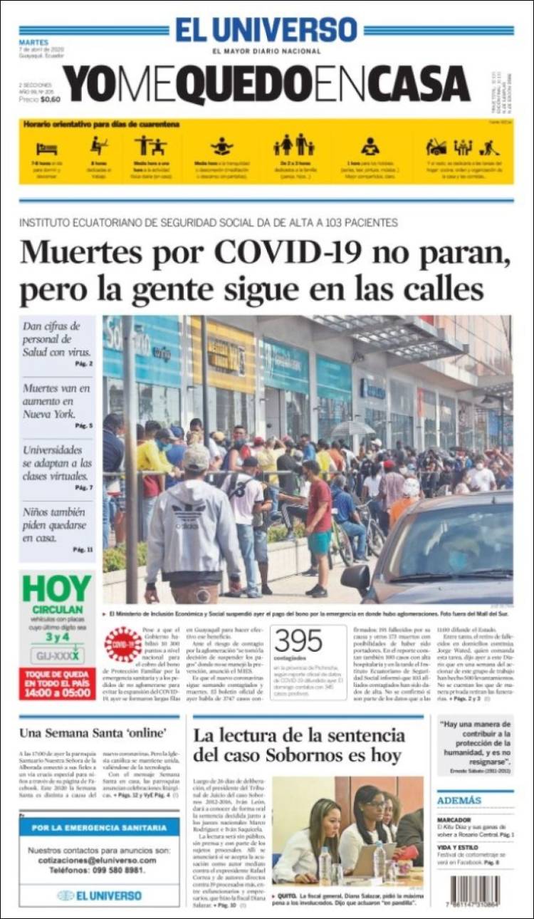Portada de El Universo - Ecuador (Ecuador)