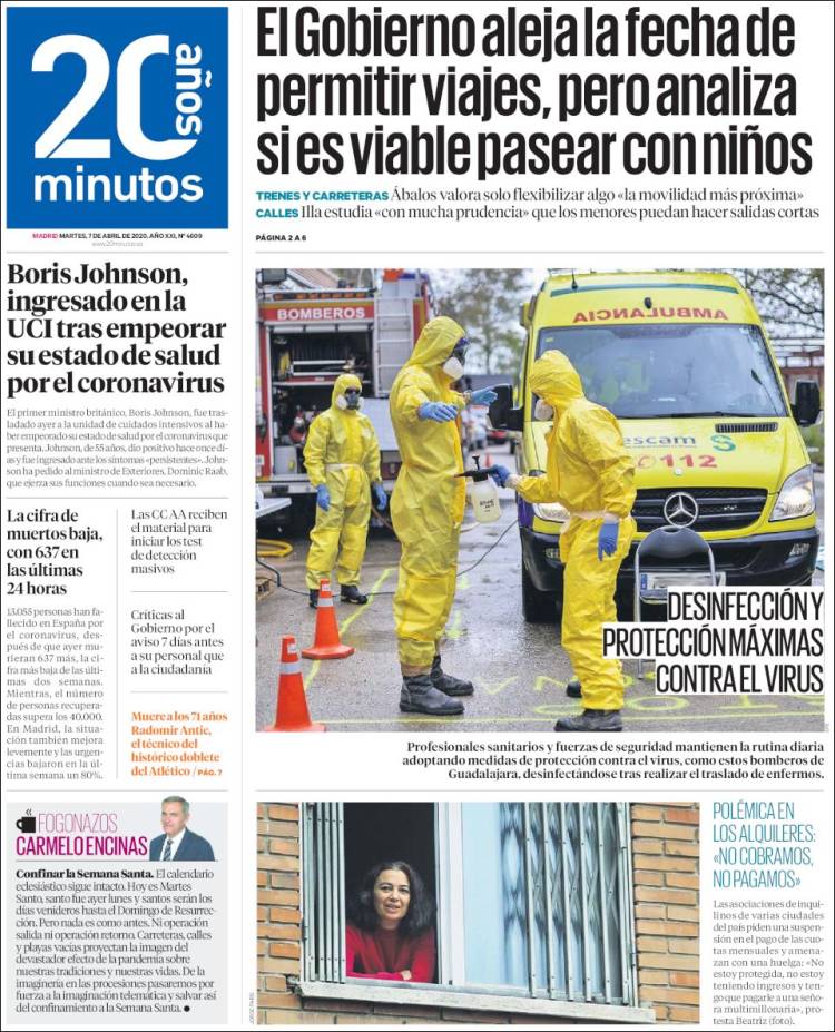 Portada de 20 Minutos - Madrid (Espa&ntilde;a)