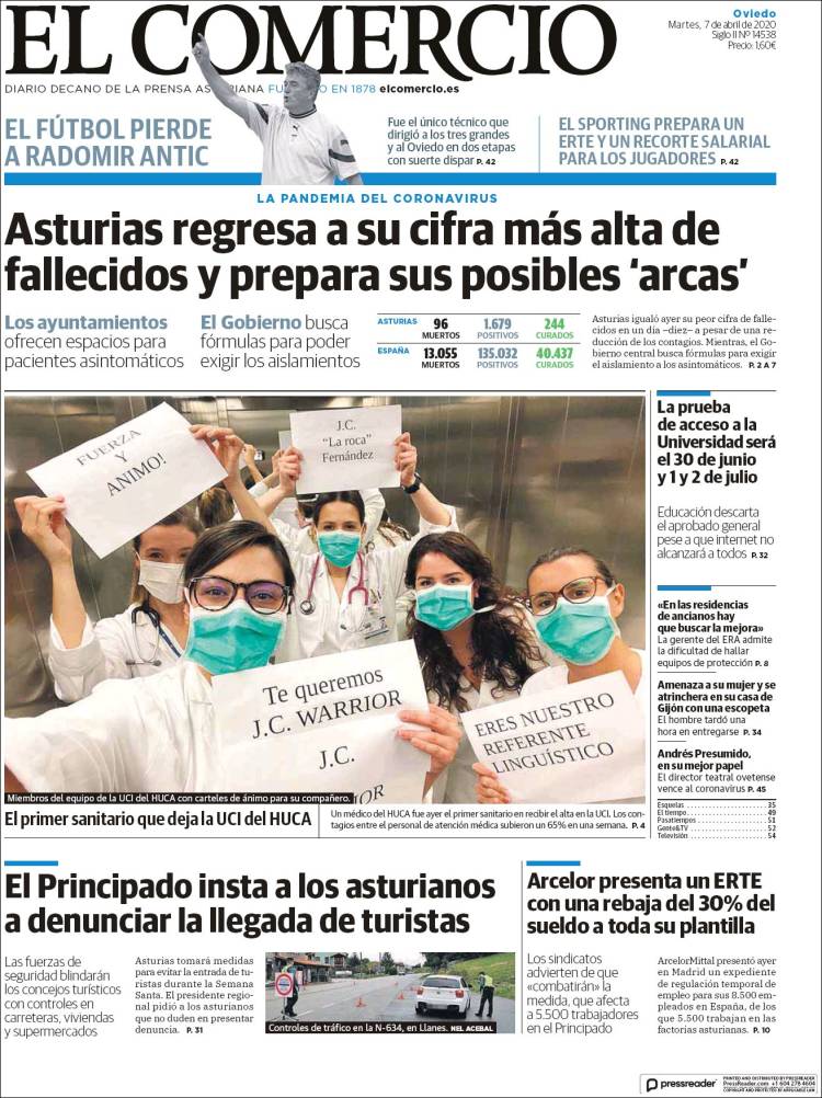 Portada de El Comercio (Espa&ntilde;a)