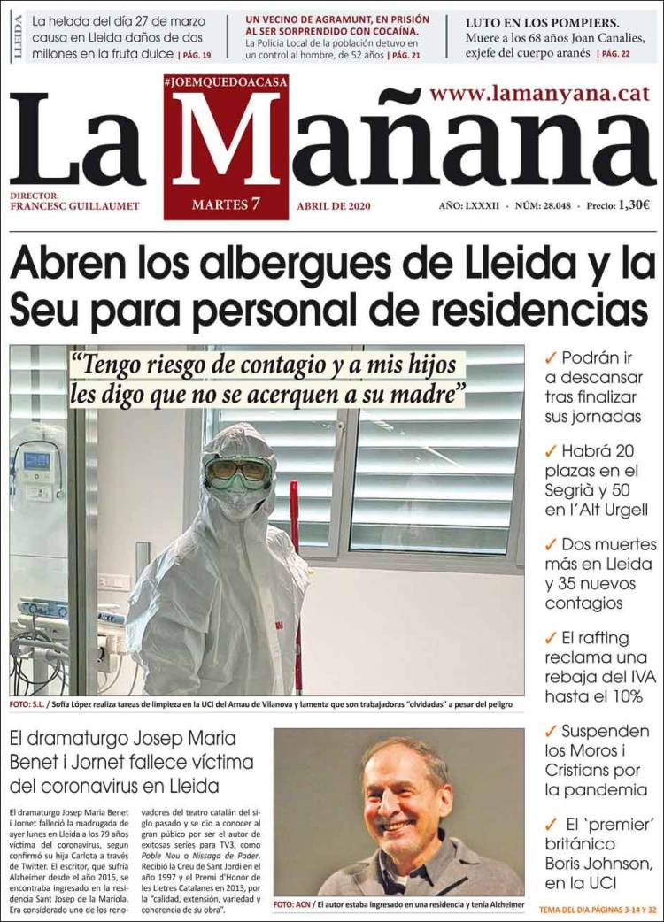 Portada de La Mañana - Diari de Ponent (Espa&ntilde;a)