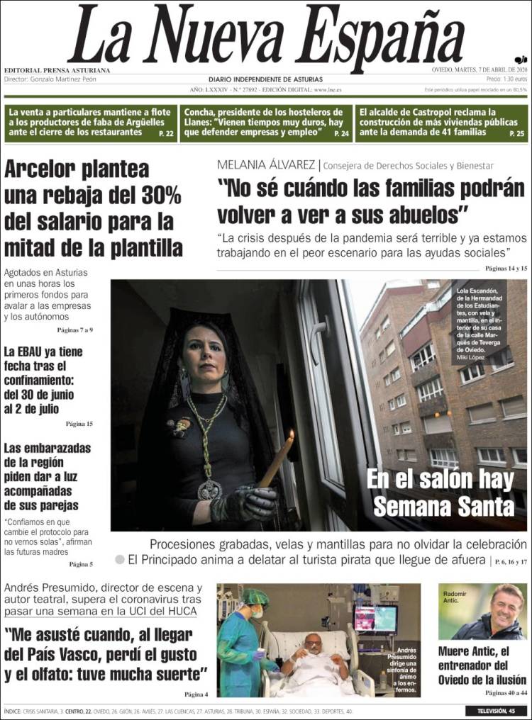 Portada de La Nueva España (Espa&ntilde;a)