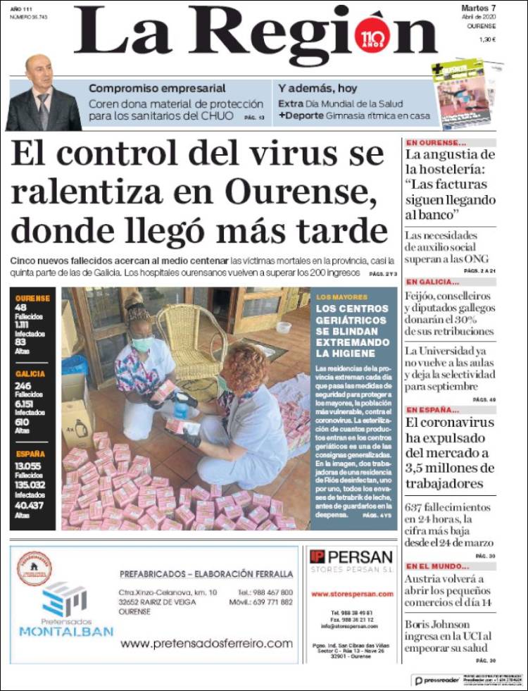 Portada de La Región de Ourense (Espa&ntilde;a)