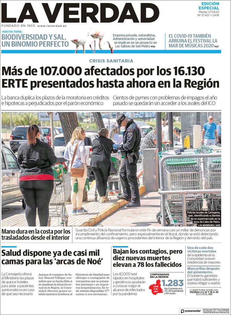 Portada de La Verdad de Murcia (Espa&ntilde;a)
