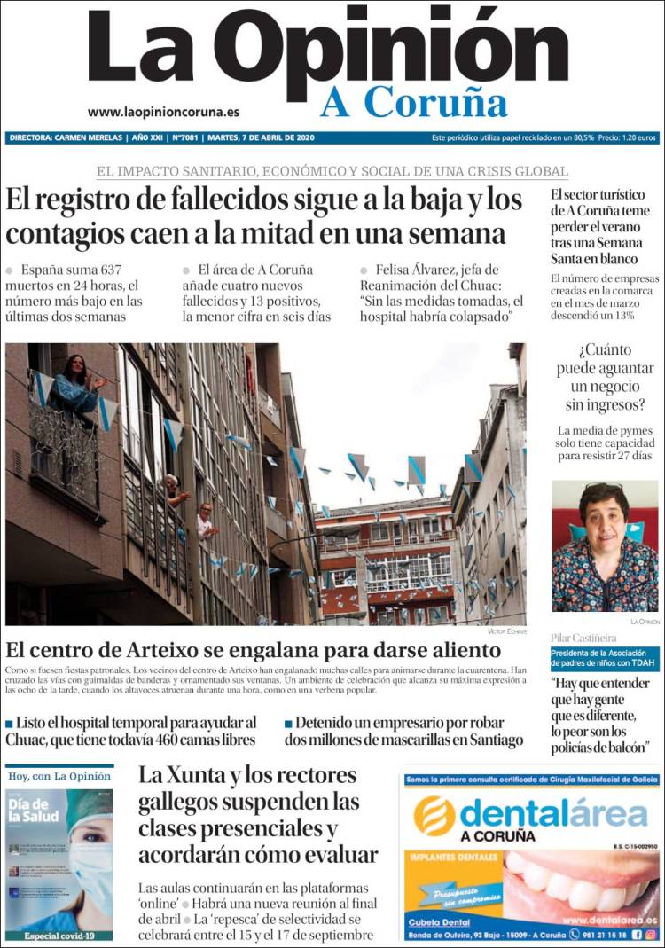 Portada de La Opinión de A Coruña (Espa&ntilde;a)