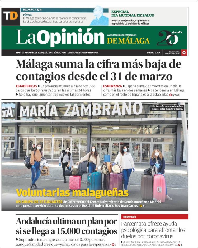 Portada de La Opinión de Málaga (Espa&ntilde;a)