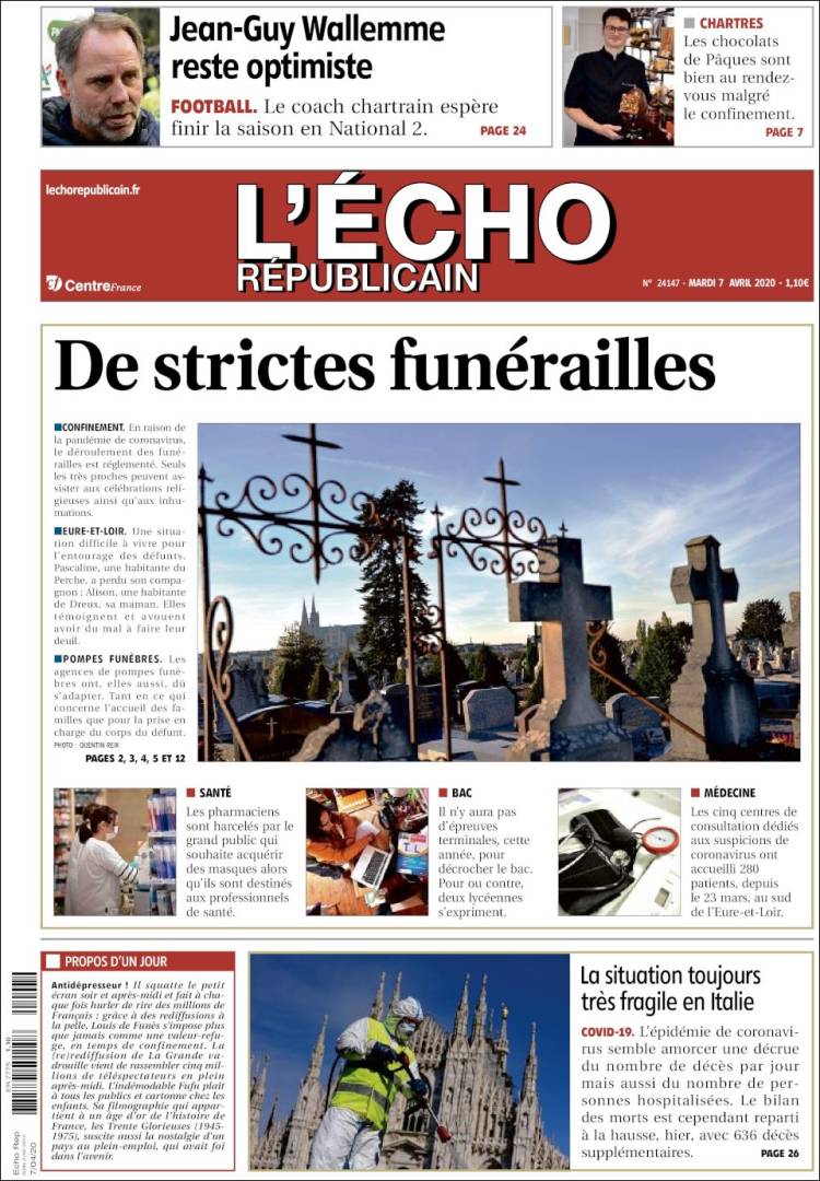 Portada de L'Echo Républicain (Francia)
