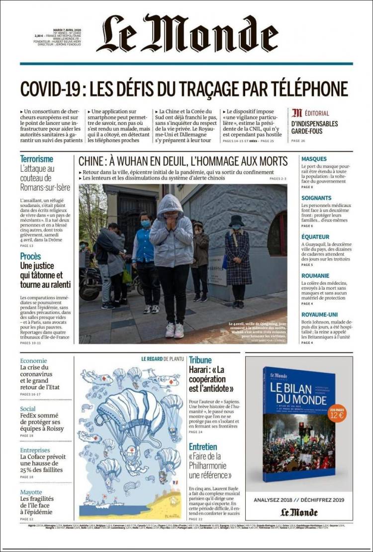 Portada de Le Monde (Francia)