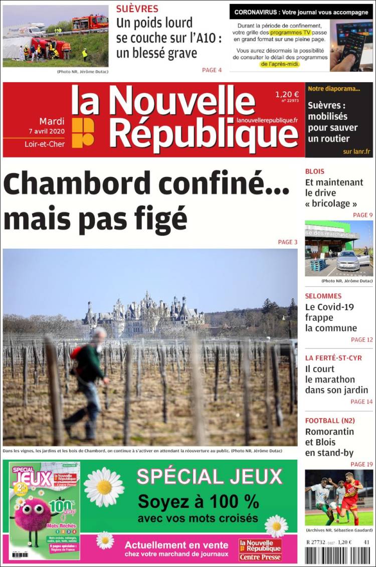 Portada de La Nouvelle Republique (Francia)