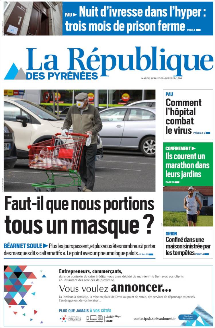 Portada de La République des Pyrénées (Francia)