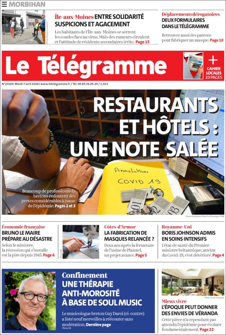Portada de Télégramme (Francia)
