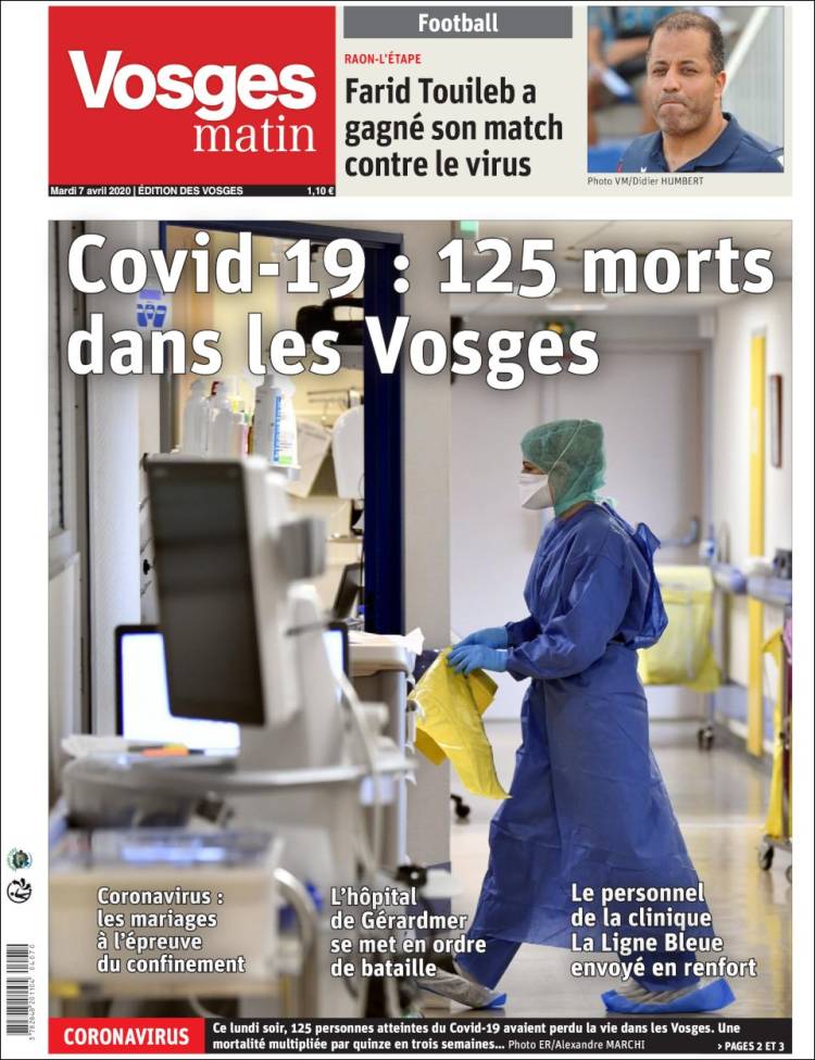Portada de Vosges Matin (Francia)