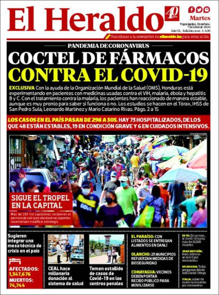 Portada de El Heraldo (Honduras)