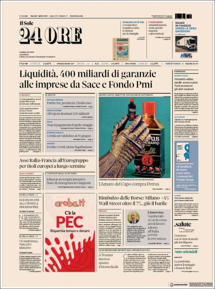 Portada de Il Sole 24 ORE (Italia)
