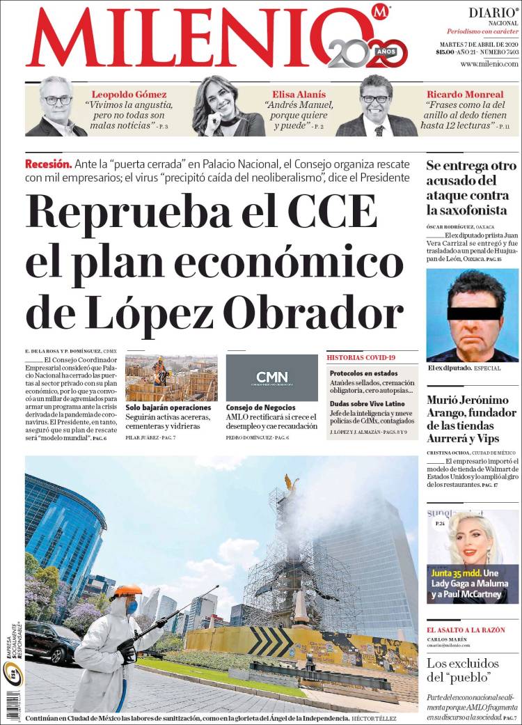 Portada de Milenio (México)