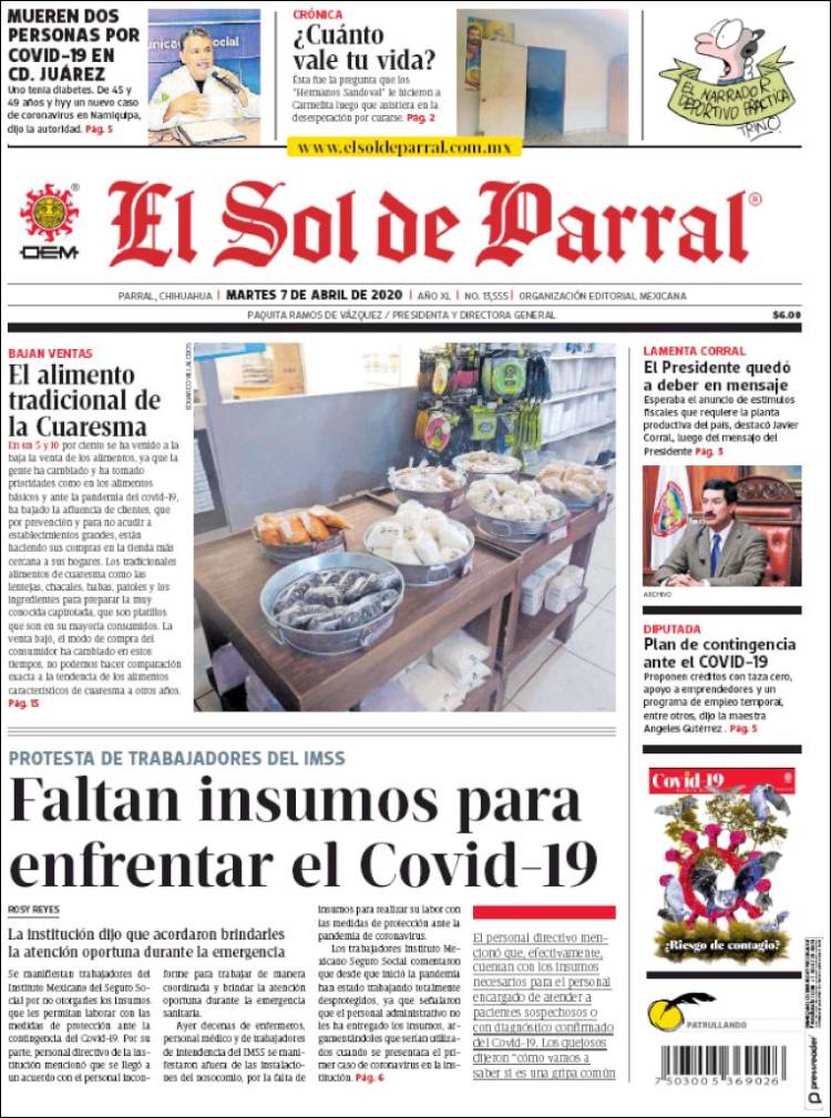 Portada de El Sol de Parral (México)