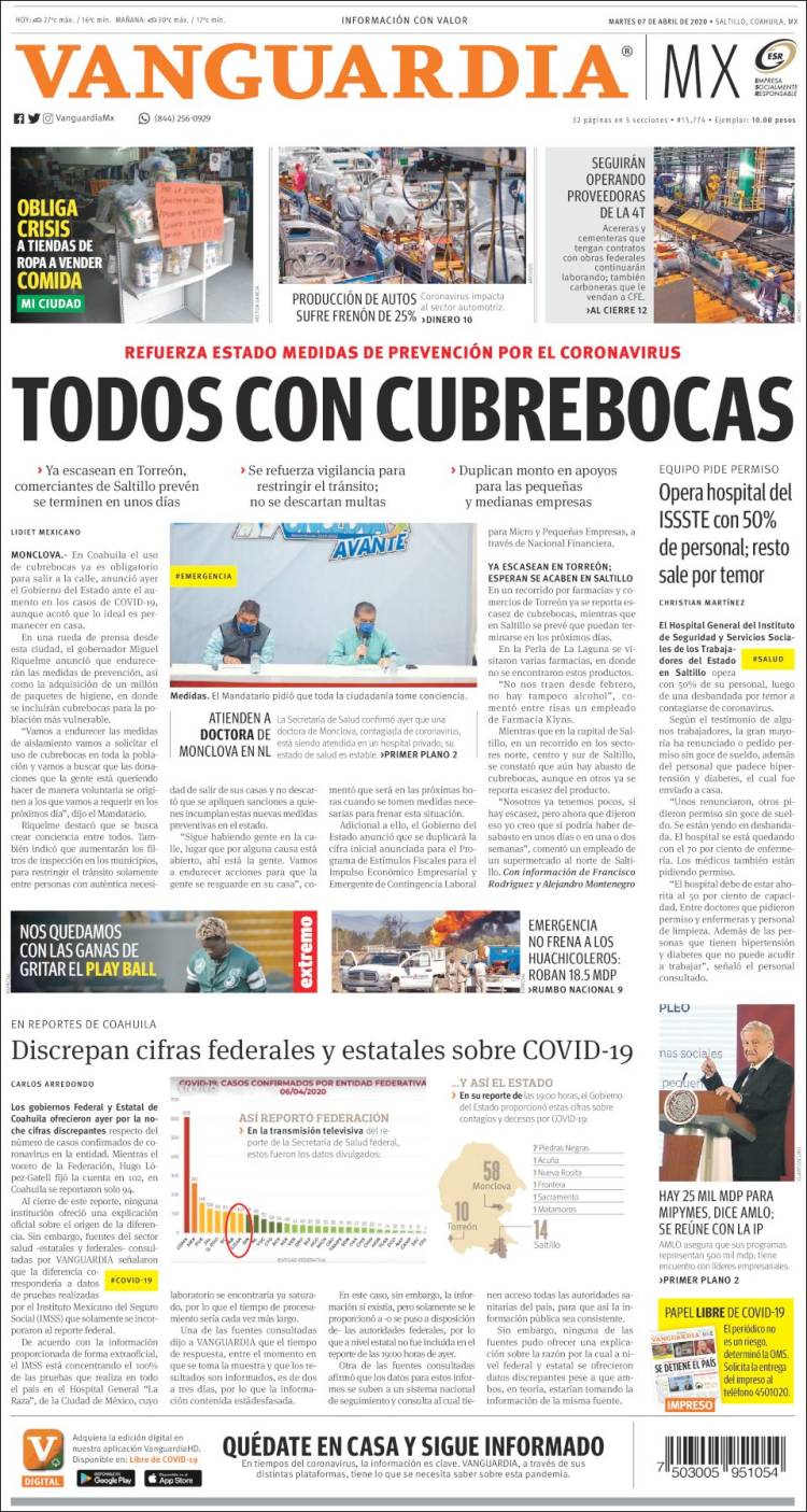 Portada de Vanguardia (México)