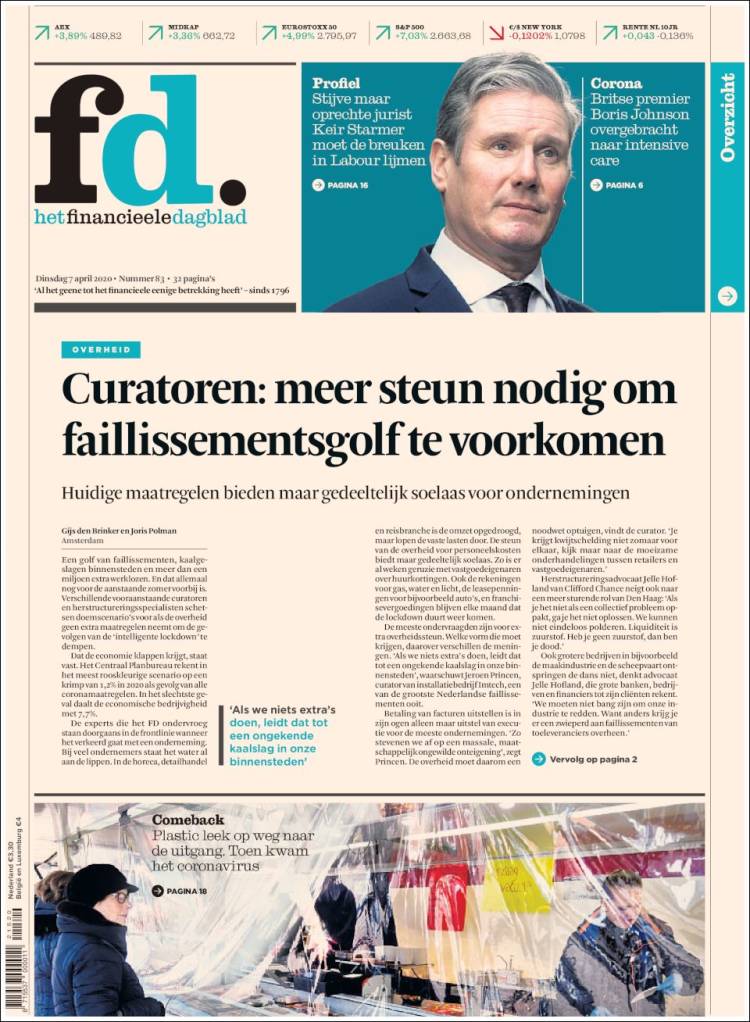 Portada de Het Financieele Dagblad (Pa&iacute;ses Bajos)