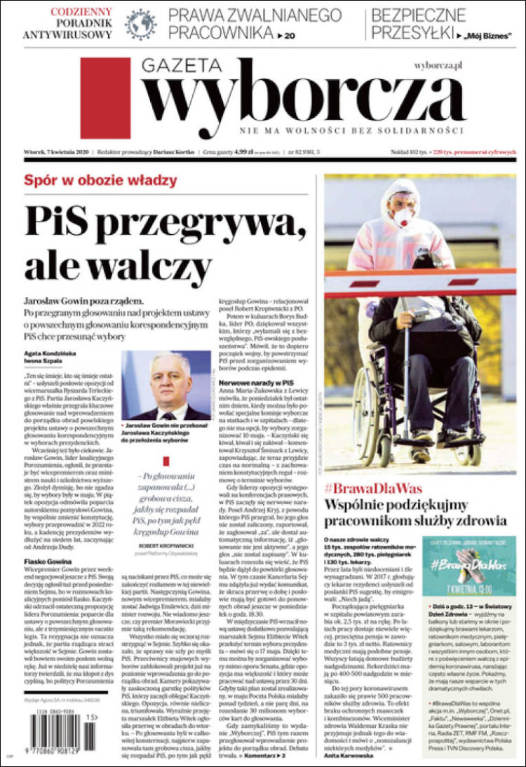 Portada de Gazeta Wyborcza (Polonia)