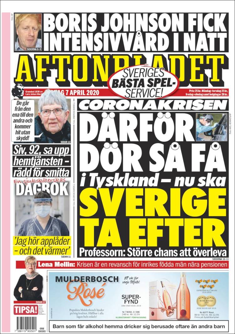 Portada de Aftonbladet (Suecia)