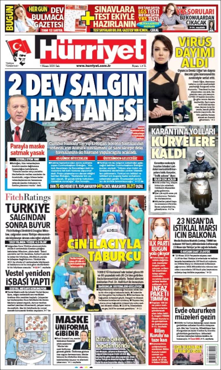 Portada de Hürriyet (Turqu&iacute;a)