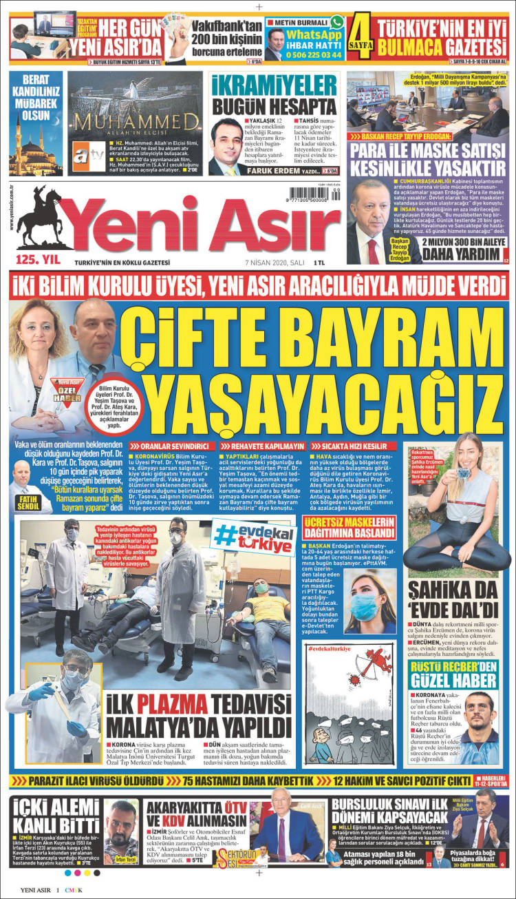 Portada de Yeni Asır (Turqu&iacute;a)