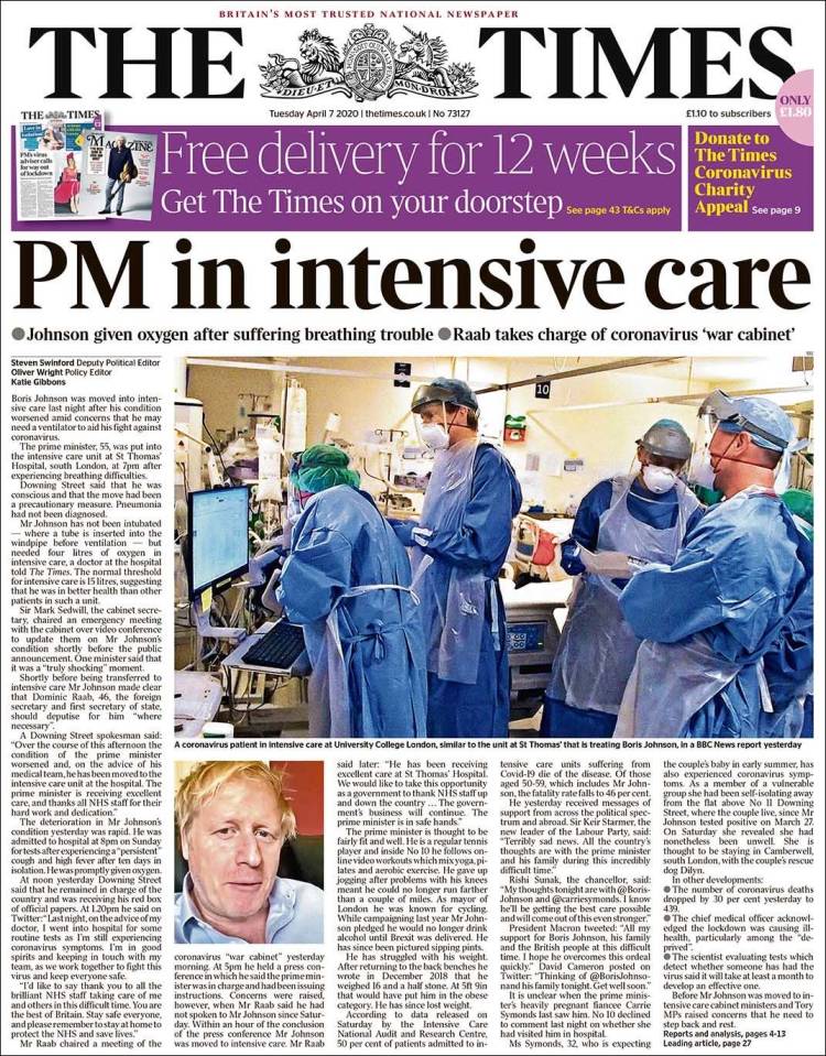 Portada de The Times (Reino Unido)