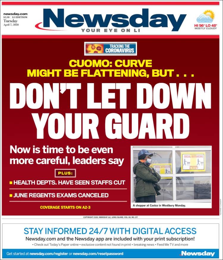 Portada de Newsday (USA)