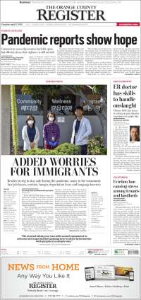 Portada de The Orange County Register (USA)