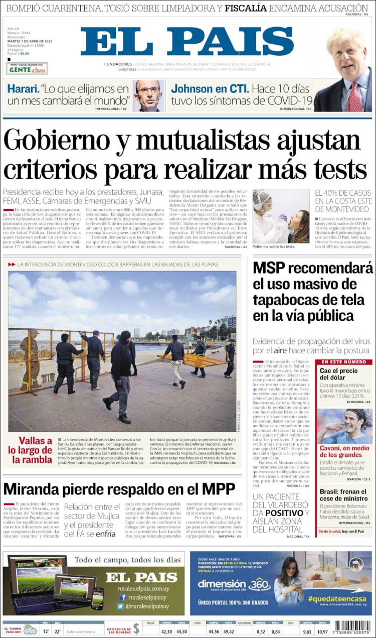 Portada de El País (Uruguay)