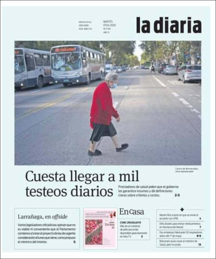 Portada de La Diaria (Uruguay)
