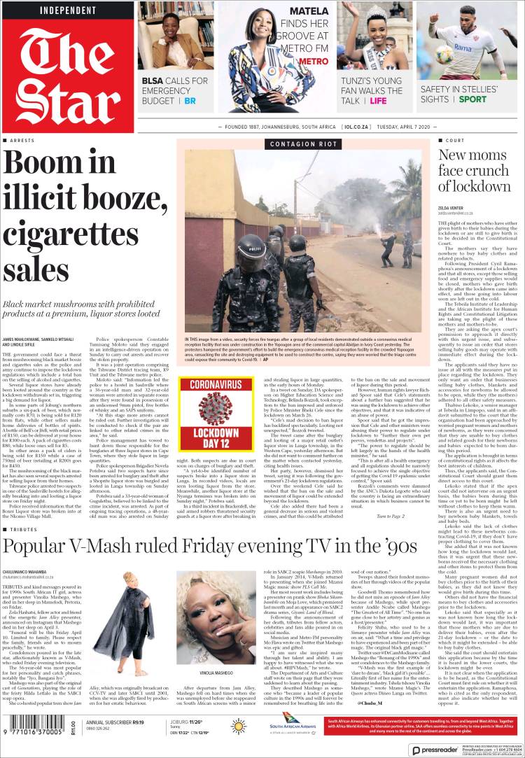 Portada de The Star (Sud&aacute;frica)