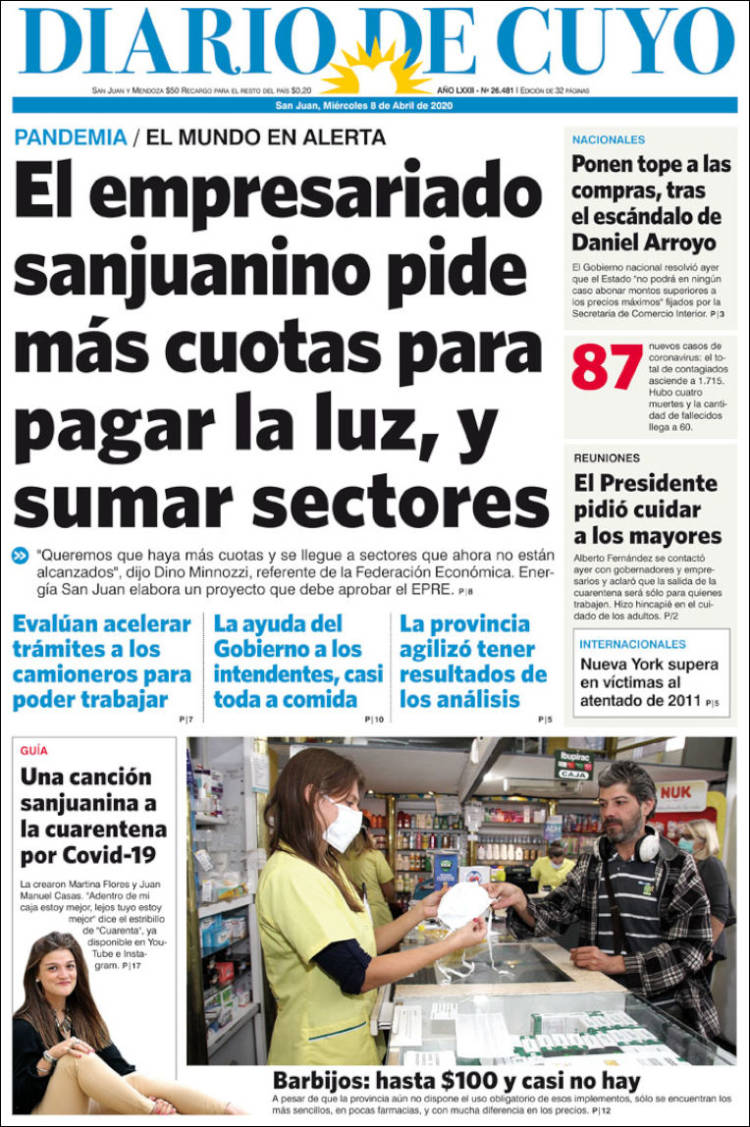 Portada de Diario de Cuyo (Argentina)