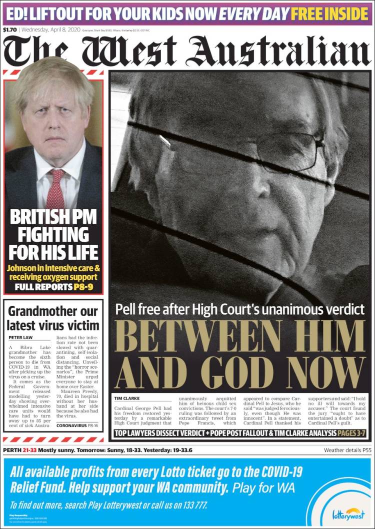 Portada de The West Australian (Australia)