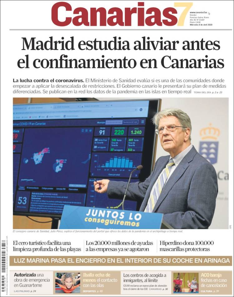 Portada de Canarias 7 (España)