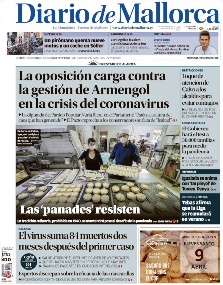 Portada de Diario de Mallorca (España)