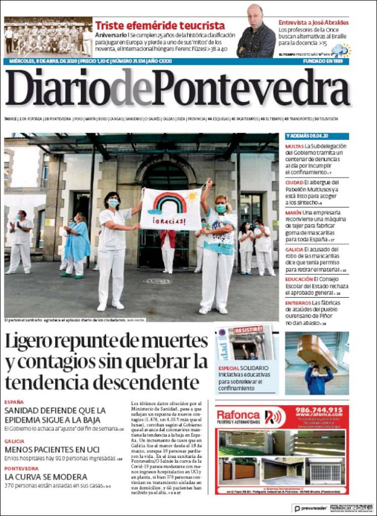 Portada de Diario de Pontevedra (España)