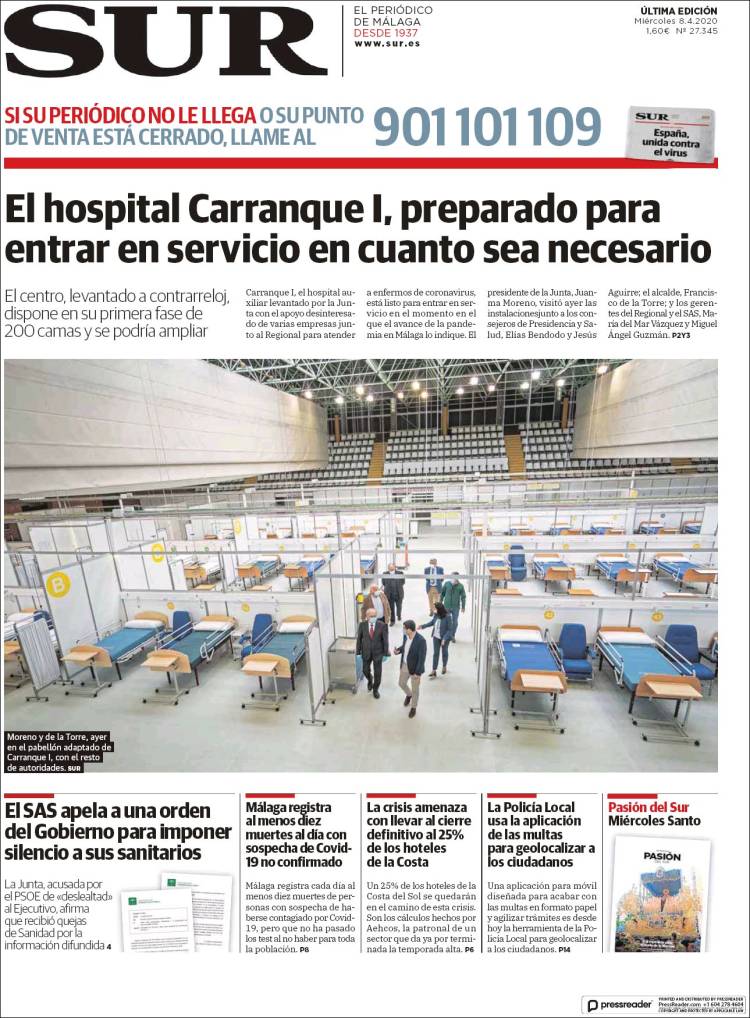 Portada de Diario el Sur (España)