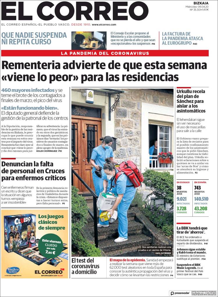 Portada de El Correo (Spain)