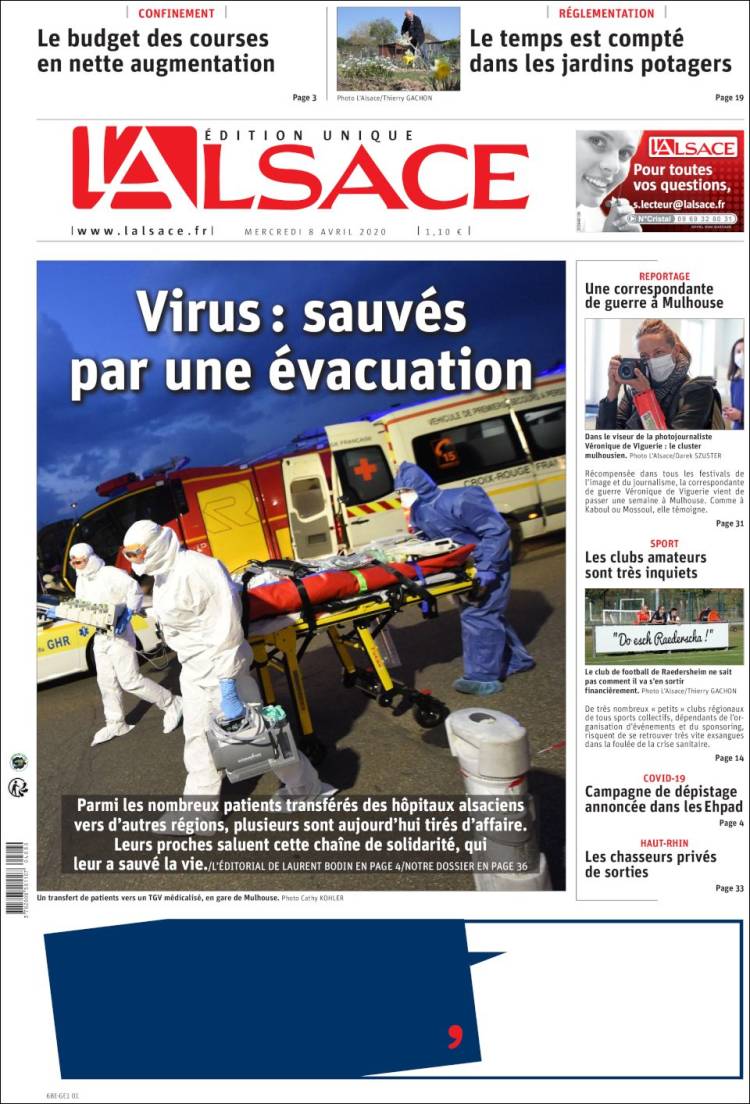 Portada de Journal L'Alsace (Francia)
