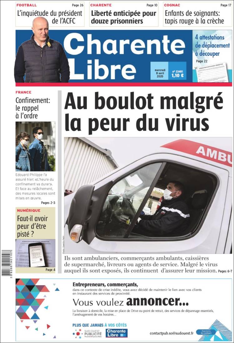 Portada de Charente Libre (Francia)
