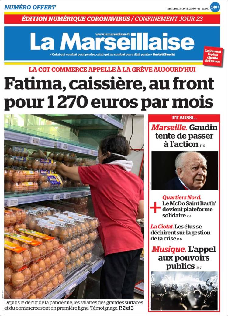 Portada de La Marseillaise (Francia)