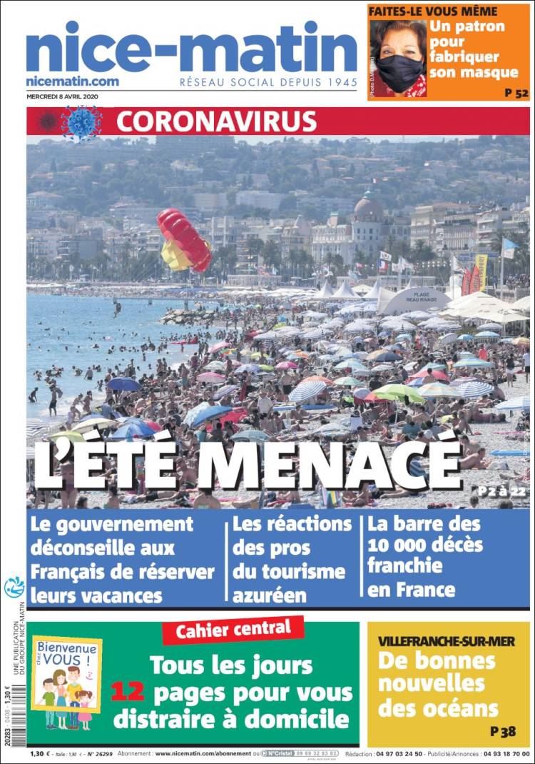 Portada de Nice-Matin (Francia)