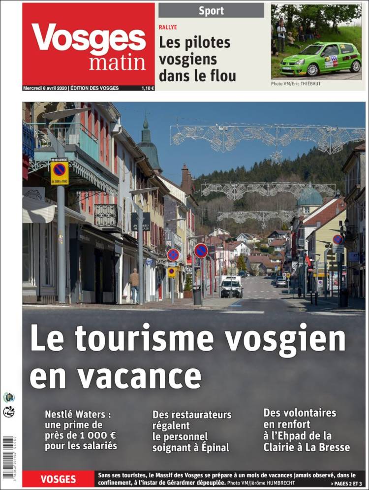 Portada de Vosges Matin (Francia)