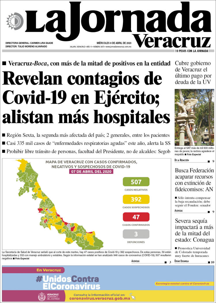 Portada de La Jornada Veracruz (México)