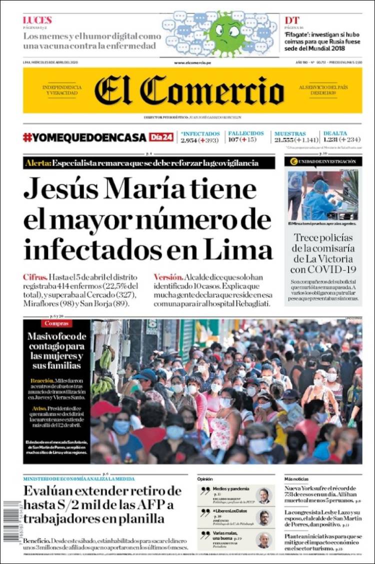 Portada de El Comercio (Perú)