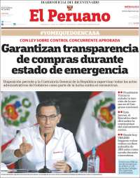 Portada de El Peruano (Perú)