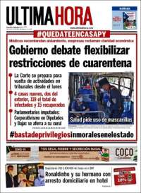 Portada de Última Hora (Paraguay)