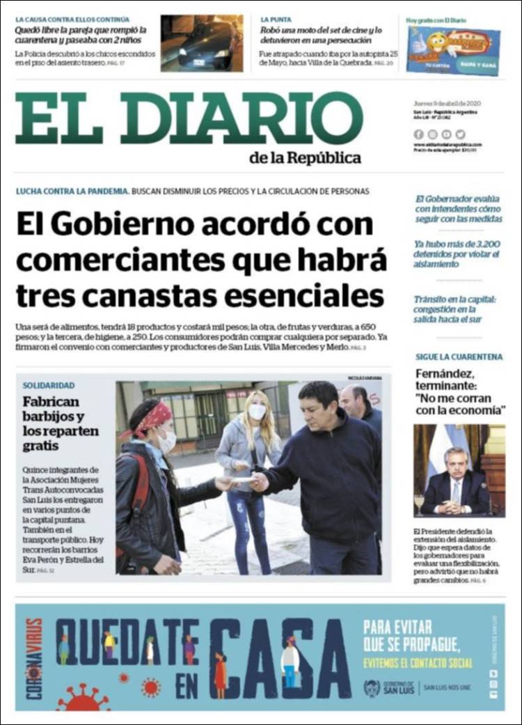 Portada de Diario de la República (Argentina)