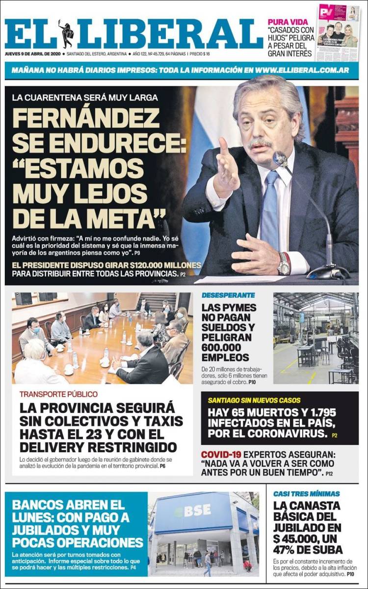 Portada de Diario El Liberal (Argentina)